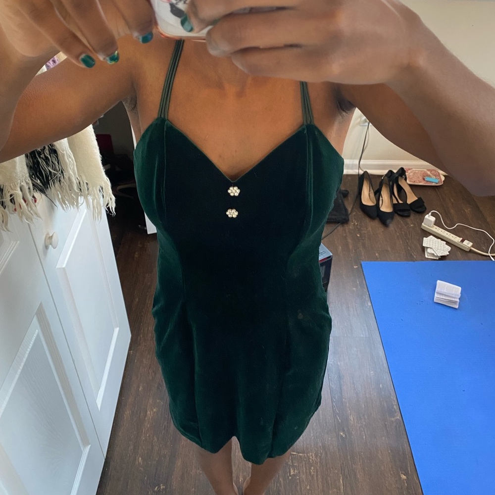 Vintage Velvet Green Dress